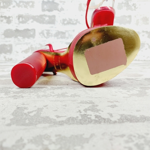 NEW Jessica Rich Red Strappy Buckle Ankle Strap Block Heeled Sandals W671 - Picture 8 of 12